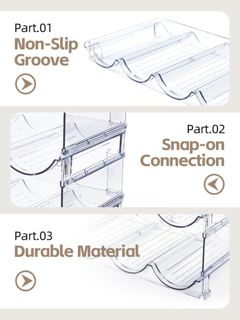 Water Bottle Organizer - 3 Pack Clear Stackable Bottle Storage Rack and Wine Rack for Bottles and Other Tumbler Organizer for Kitchen Cabinets, 3 Tier Hold 12 Home Organizer