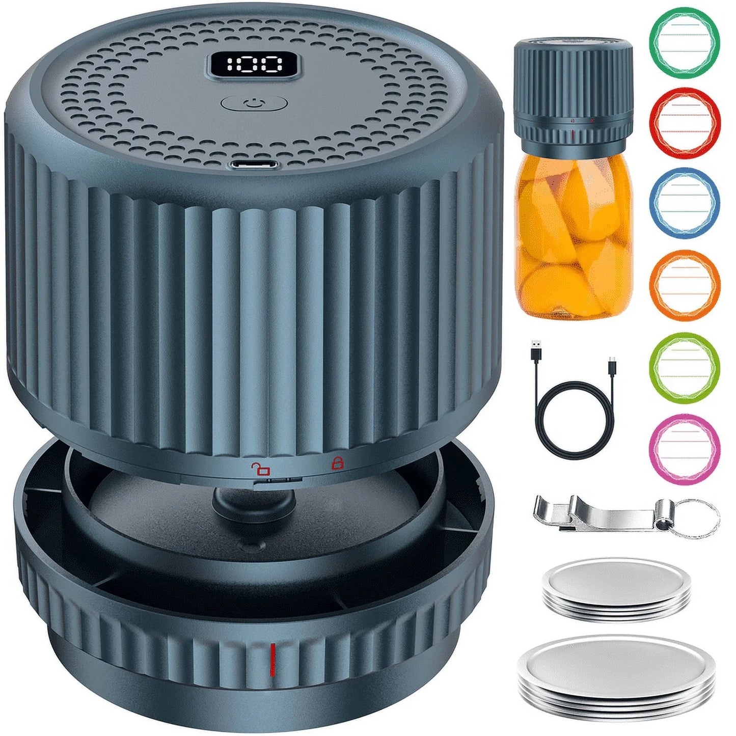 M12 Smart Electric Mason Jar Vacuum Sealer - Auto Stop Jar Sealer for Mason Jars Vacuum Kit with Wide and Regular Mouth Canning Jar Lids Portable Mason Jar Sealer Machine