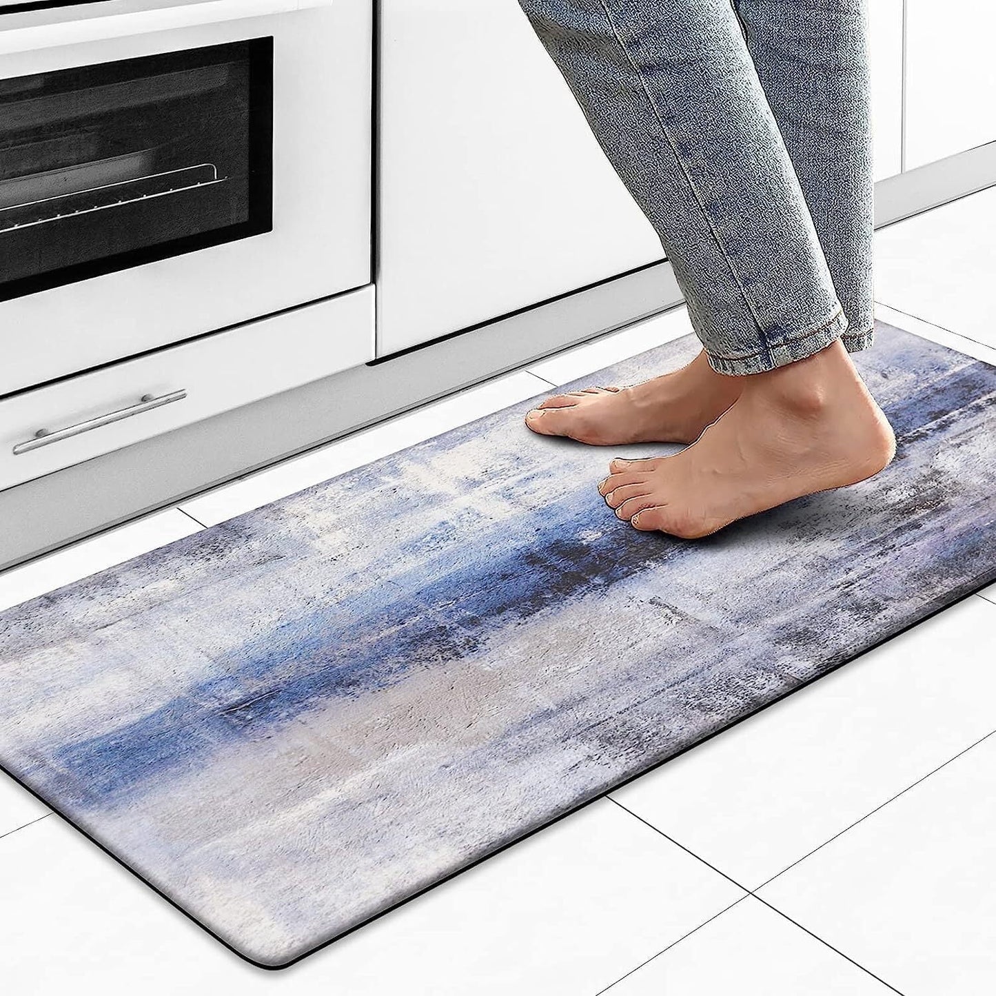 Blue Kitchen Rugs anti Fatigue Kitchen Floor Mat Cushioned Non Skid Kitchen Runner Rug