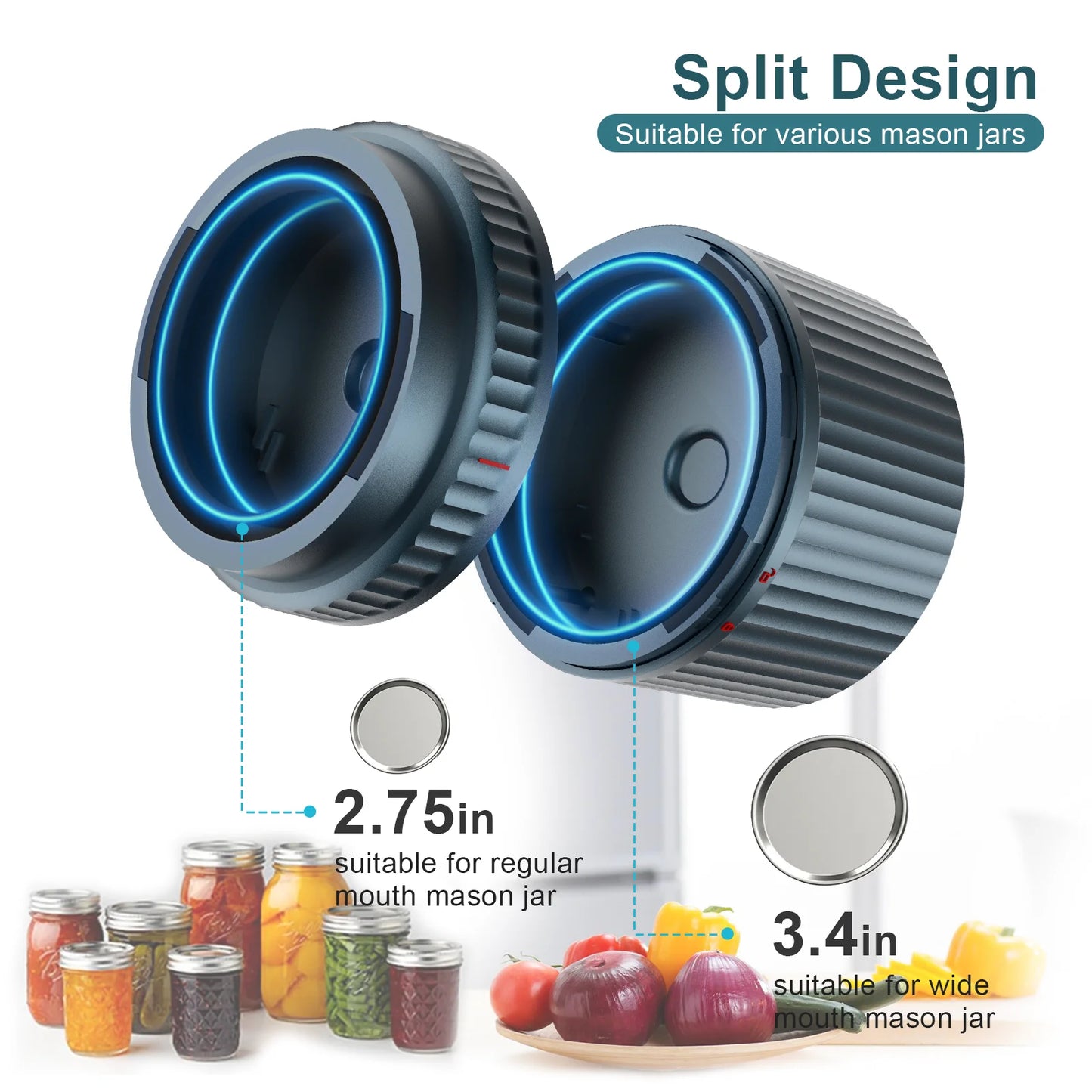 M12 Smart Electric Mason Jar Vacuum Sealer - Auto Stop Jar Sealer for Mason Jars Vacuum Kit with Wide and Regular Mouth Canning Jar Lids Portable Mason Jar Sealer Machine