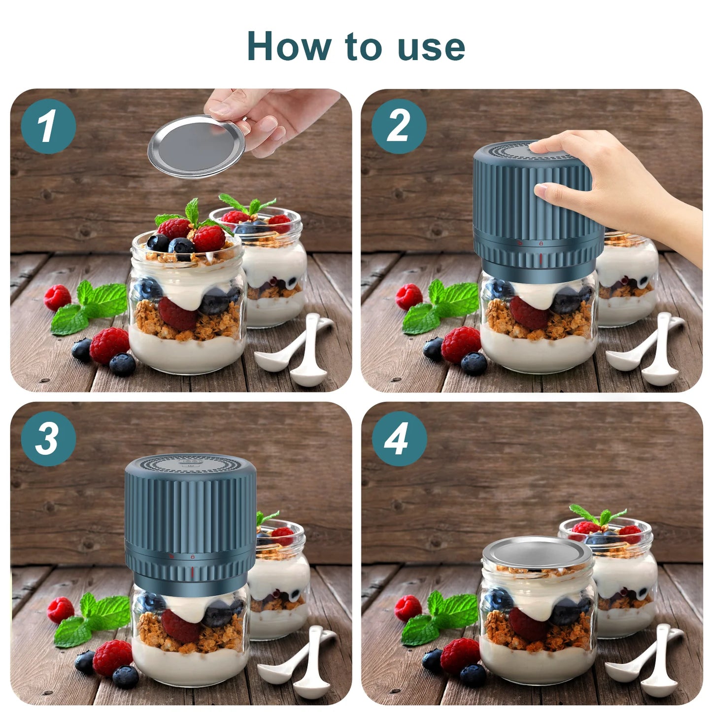 M12 Smart Electric Mason Jar Vacuum Sealer - Auto Stop Jar Sealer for Mason Jars Vacuum Kit with Wide and Regular Mouth Canning Jar Lids Portable Mason Jar Sealer Machine