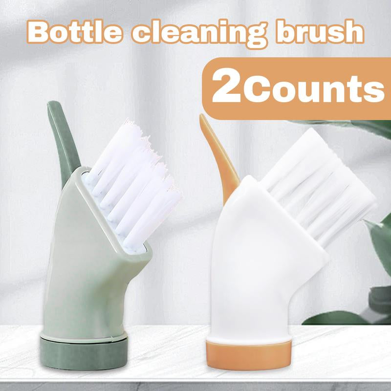 2 Counts Bottle Cleaning Brush, Multi-Functional Dry and Wet Dual-Purpose Crevice Cleaning Brush for Bathroom Kitchen, Random Color