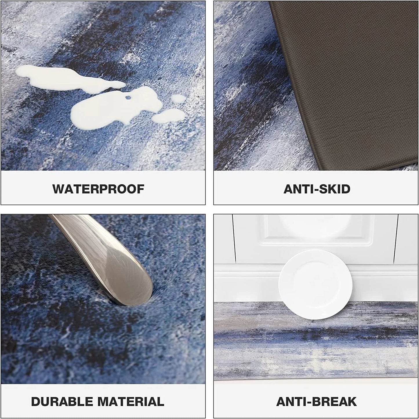 Blue Kitchen Rugs anti Fatigue Kitchen Floor Mat Cushioned Non Skid Kitchen Runner Rug