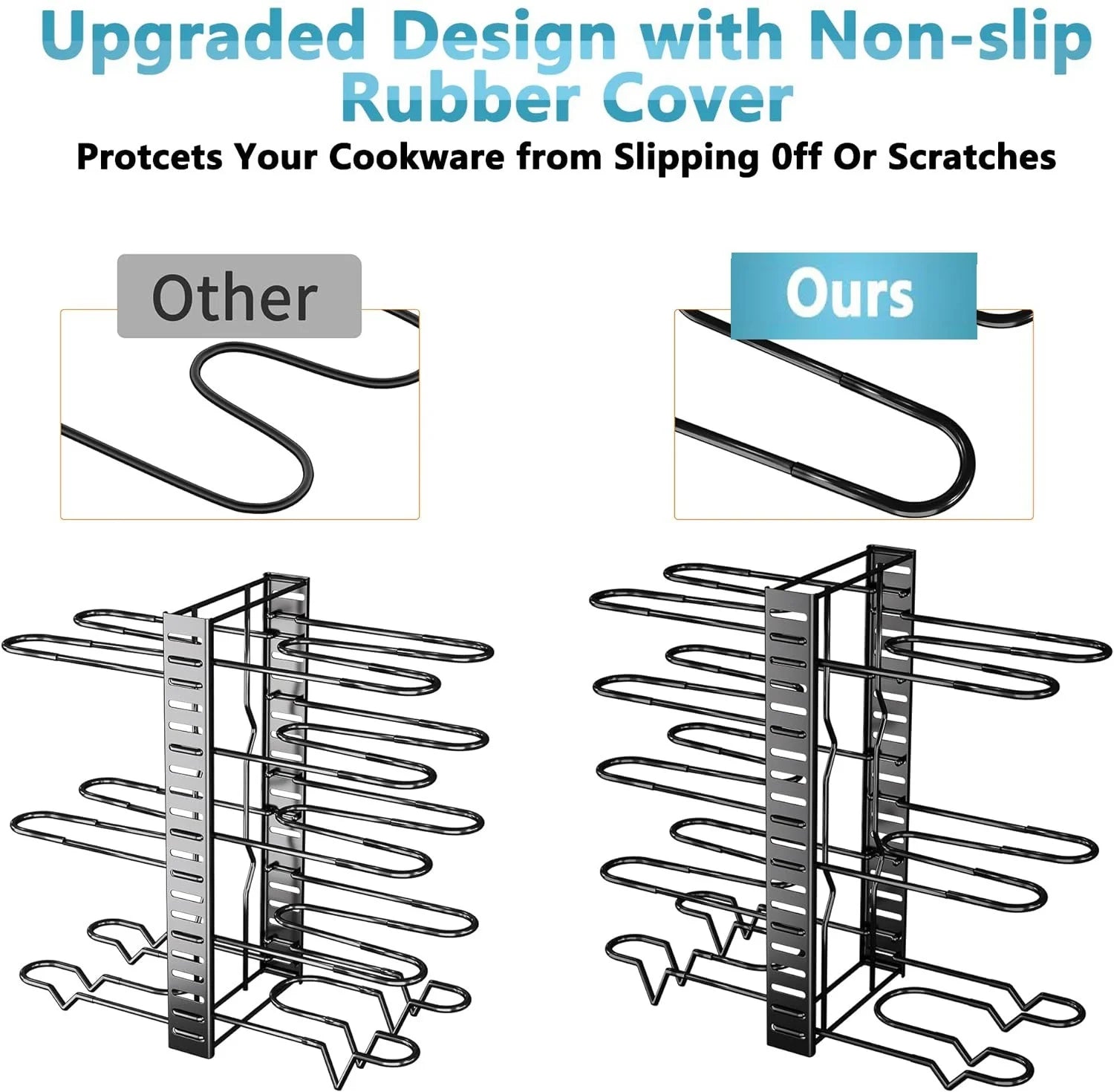 Pot Organizer Rack 8 Tiers Pots and Pans Organizer, Pot Lid Organizer for Kitchen Cabinet Cookware Organizers and Storage,Upgraded