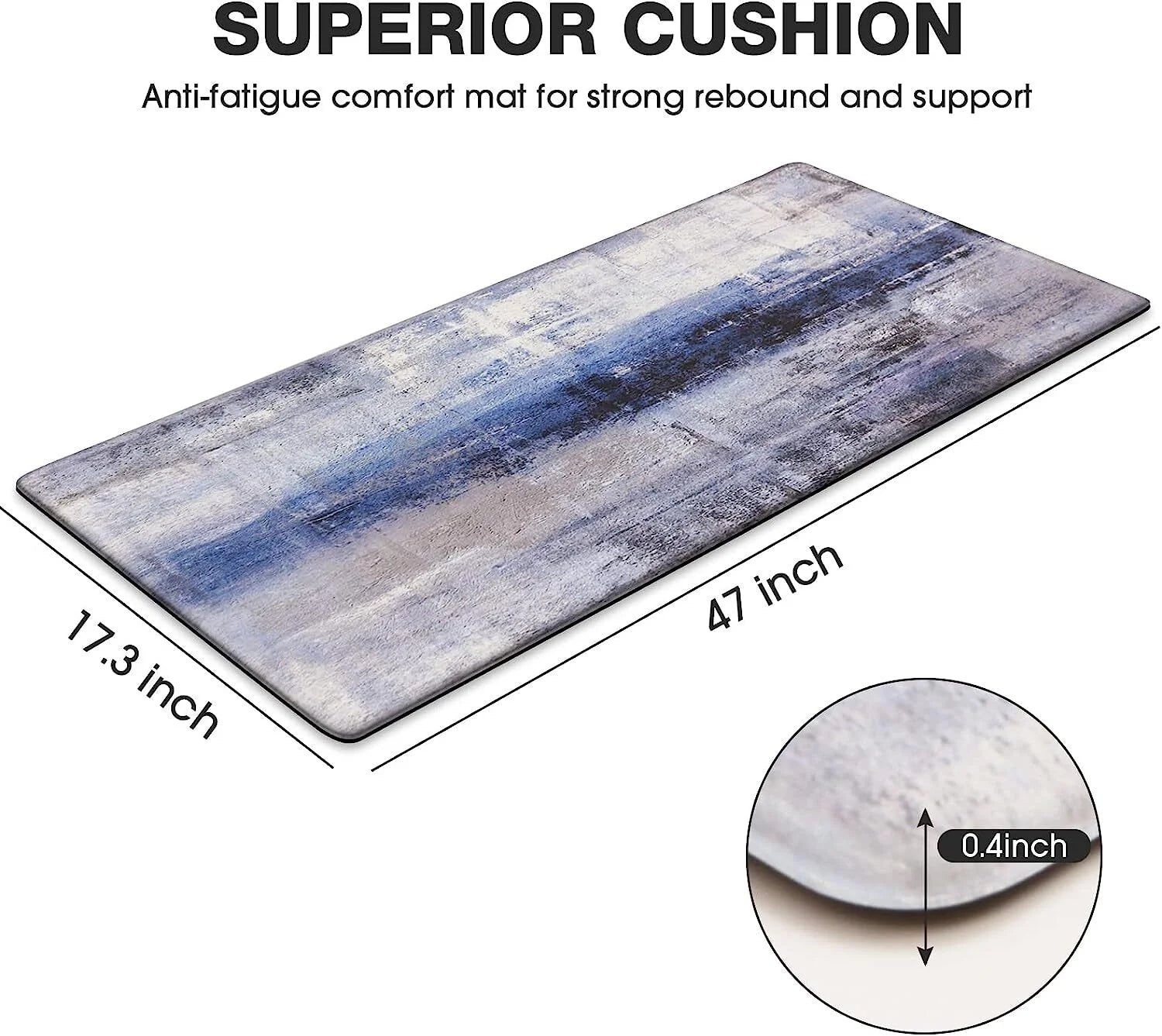 Blue Kitchen Rugs anti Fatigue Kitchen Floor Mat Cushioned Non Skid Kitchen Runner Rug