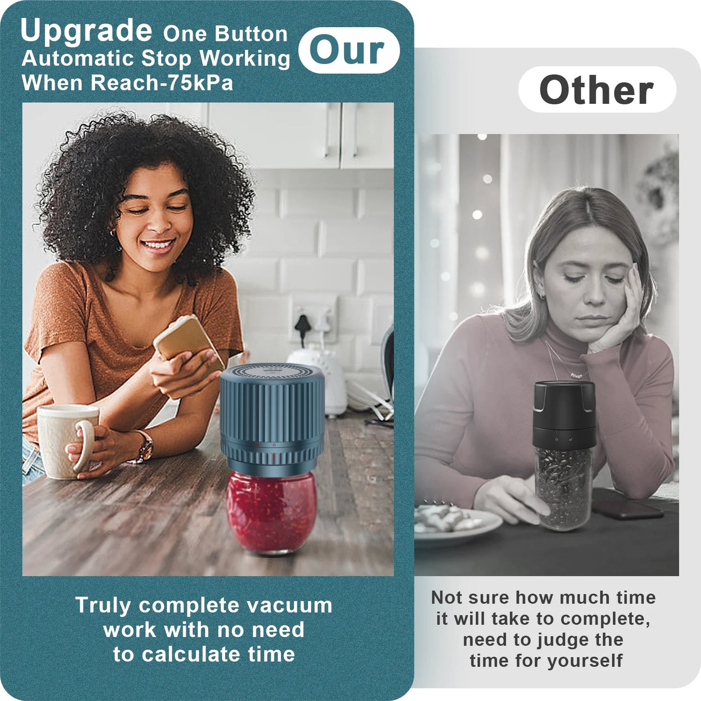 M12 Smart Electric Mason Jar Vacuum Sealer - Auto Stop Jar Sealer for Mason Jars Vacuum Kit with Wide and Regular Mouth Canning Jar Lids Portable Mason Jar Sealer Machine