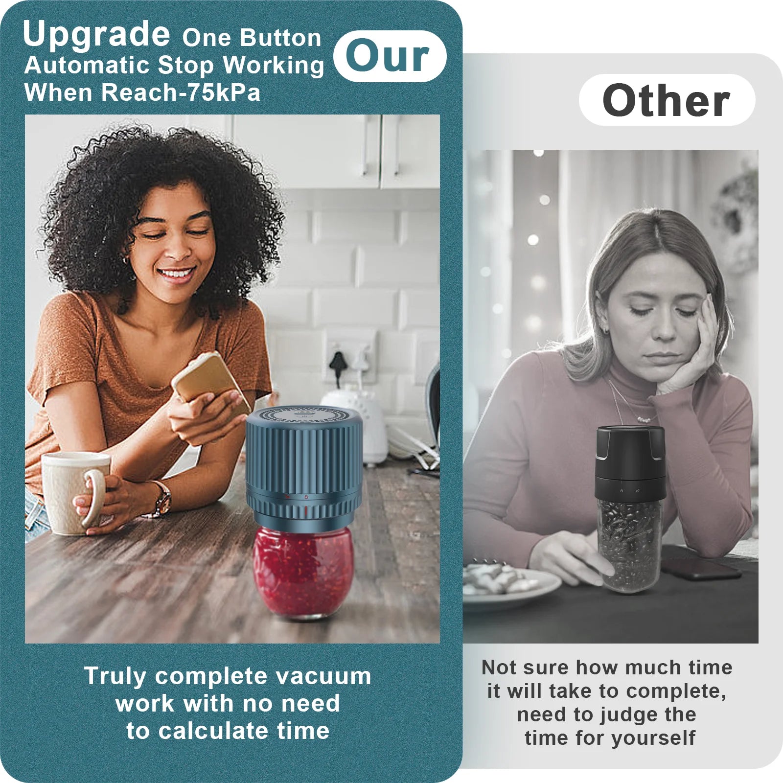 M12 Smart Electric Mason Jar Vacuum Sealer - Auto Stop Jar Sealer for Mason Jars Vacuum Kit with Wide and Regular Mouth Canning Jar Lids Portable Mason Jar Sealer Machine