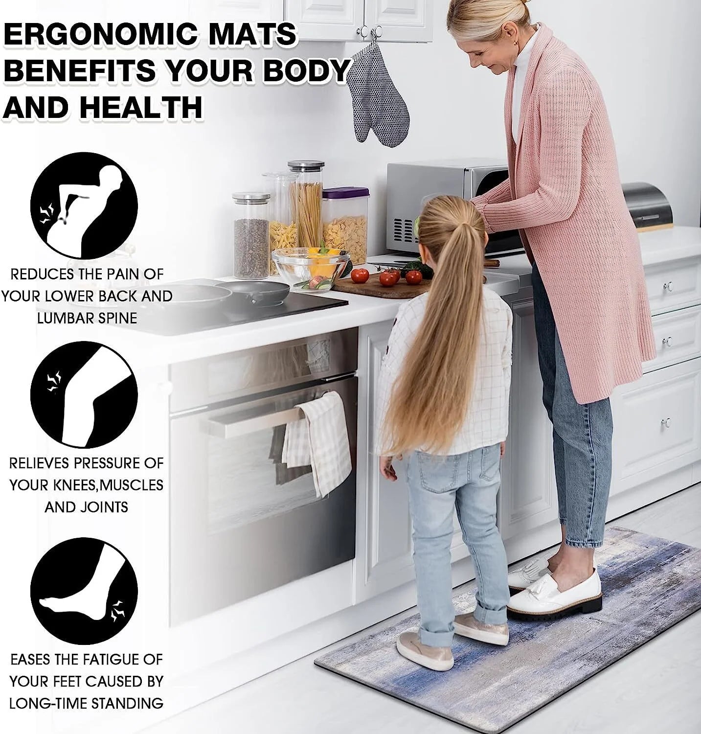 Blue Kitchen Rugs anti Fatigue Kitchen Floor Mat Cushioned Non Skid Kitchen Runner Rug