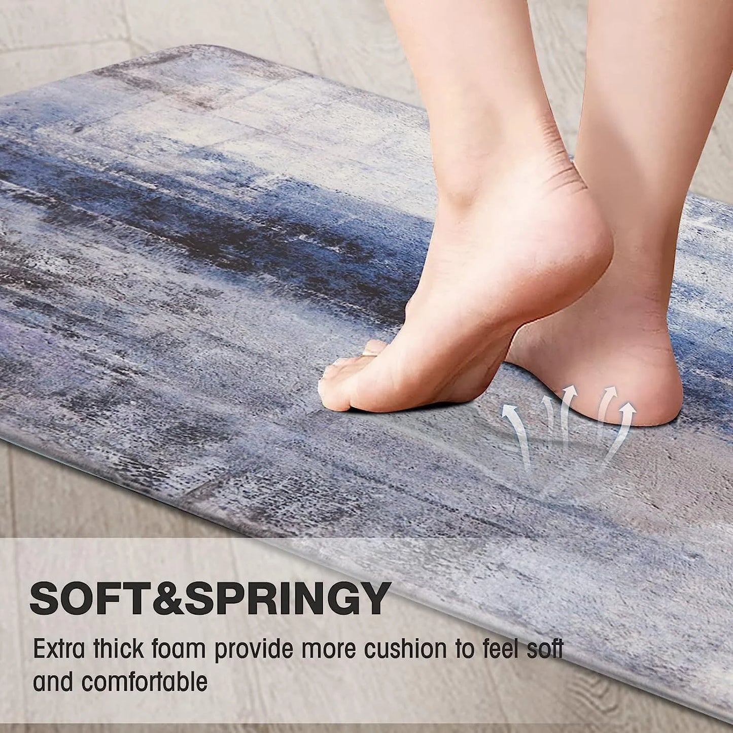 Blue Kitchen Rugs anti Fatigue Kitchen Floor Mat Cushioned Non Skid Kitchen Runner Rug